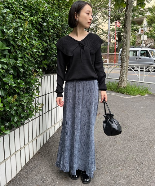 mebole(メボレ)の「ビッグカラーニット(ニット/セーター・レディース・ホワイト/ブラック・FREE)」の5枚目の写真