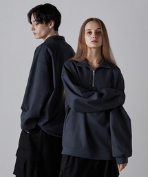 【CLEL】Half Zip Fake Suede Pullover/ハーフジップフェイクスエードプルオーバー