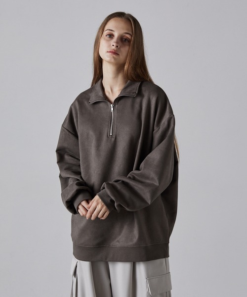 CLEL(クレイル)の「【CLEL】Half Zip Design Pullover/ハーフジップデザインプルオーバー(スウェット・メンズ・モカ/ライトグレー/ブラック/グレイッシュブルー/カーキ/チャコールグレー/ブラウン/ネイビー/オリーブ・S/M/L/XS)」の17枚目の写真