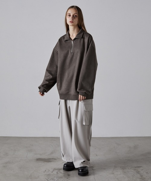 CLEL(クレイル)の「【CLEL】Half Zip Design Pullover/ハーフジップデザインプルオーバー(スウェット・メンズ・モカ/ライトグレー/ブラック/グレイッシュブルー/カーキ/チャコールグレー/ブラウン/ネイビー/オリーブ・S/M/L/XS)」の18枚目の写真