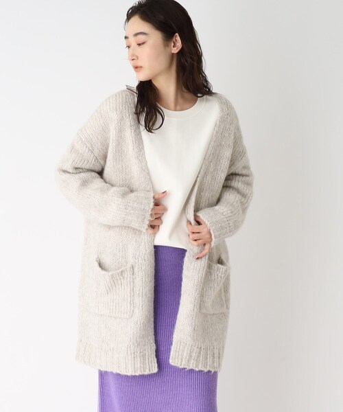 OPAQUE.CLIP（オペークドットクリップ）の「◆【COFI／コフィル】モヘヤMIX ローゲージVカーディガン（カーディガン/ボレロ・レディース・イエロー/ネイビー/ライトパープル/ライトグリーン/ピンク系/オフホワイト/ブラウン系その他・00）」の2枚目の写真