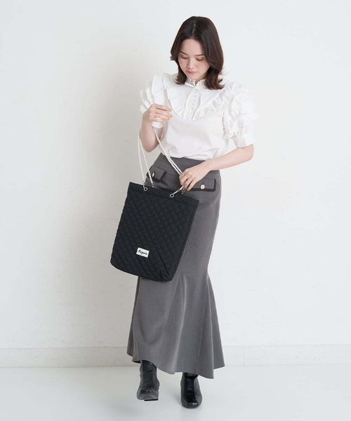 A de a.v.v（アードアー・ヴェ・ヴェ）の「キルティングトートバッグ（トートバッグ・レディース・ピンク/ブラック/アイボリー・FREE）」の7枚目の写真