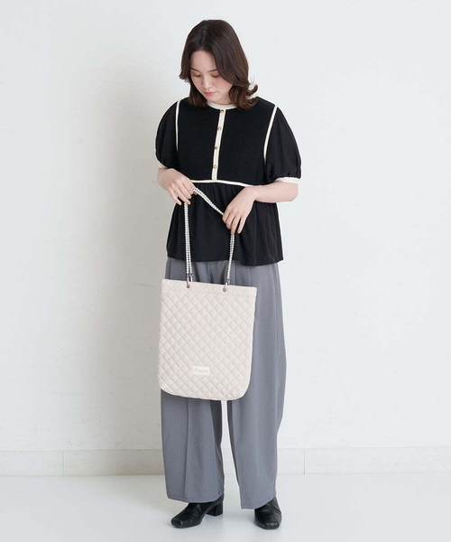 A de a.v.v（アードアー・ヴェ・ヴェ）の「キルティングトートバッグ（トートバッグ・レディース・ピンク/ブラック/アイボリー・FREE）」の9枚目の写真