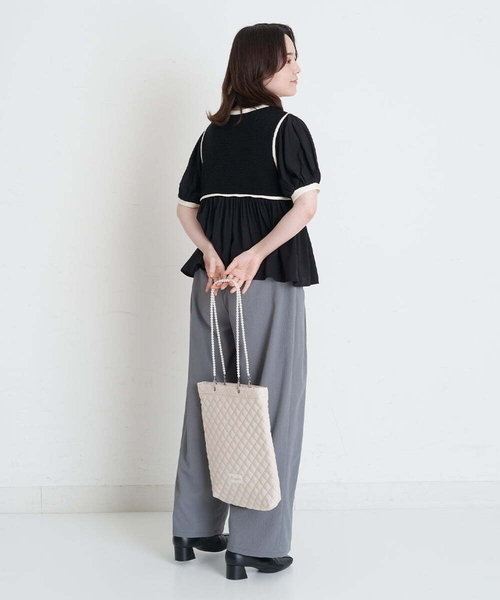 A de a.v.v（アードアー・ヴェ・ヴェ）の「キルティングトートバッグ（トートバッグ・レディース・ピンク/ブラック/アイボリー・FREE）」の10枚目の写真