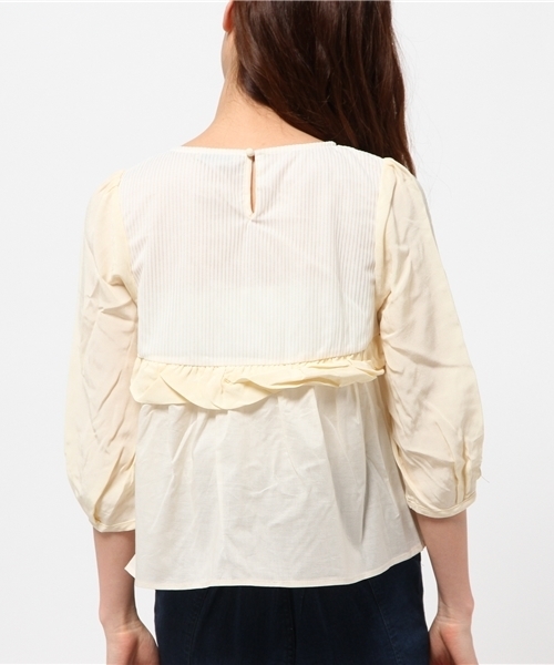 mystic（ミスティック）の「ねじりフリルブラウス（シャツ/ブラウス・レディース・アイボリー/ネイビー/ピンクベージュ/オフホワイト・ﾌﾘ-）」の6枚目の写真