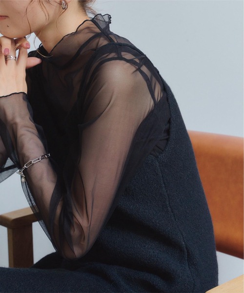 titivate(ティティベイト)の「ハイネックシアートップス(Tシャツ/カットソー・レディース・ライトブルー/ライトピンク/ブラック/ホワイト系その他/ライトグリーン・FREE)」の3枚目の写真