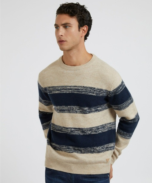 Guess(ゲス)の「Pancras Blocking Sweater(ニット/セーター・メンズ・ベージュ・MEDIUM/LARGE/SMALL/X-LARGE)」の1枚目の写真
