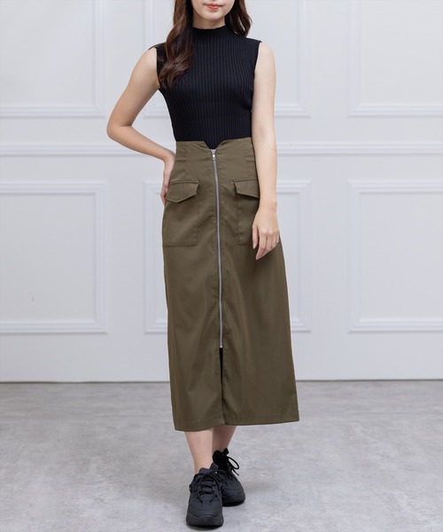 clear（クリア）の「フロントメタルジップポケットデザインスカート（スカート・レディース・カーキ/ブラック/ベージュ・M/S）」の17枚目の写真