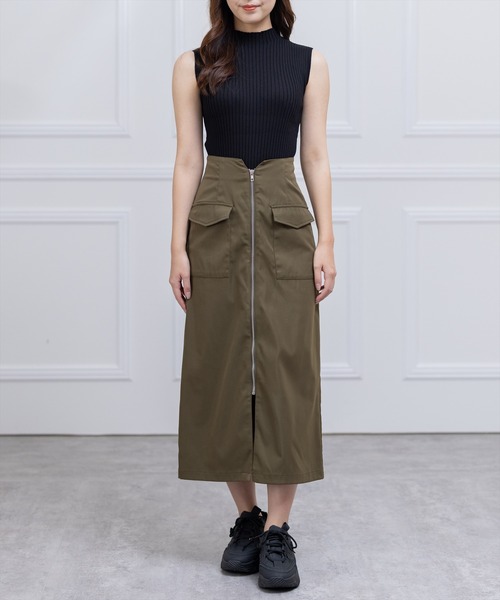 clear（クリア）の「フロントメタルジップポケットデザインスカート（スカート・レディース・カーキ/ブラック/ベージュ・M/S）」の18枚目の写真