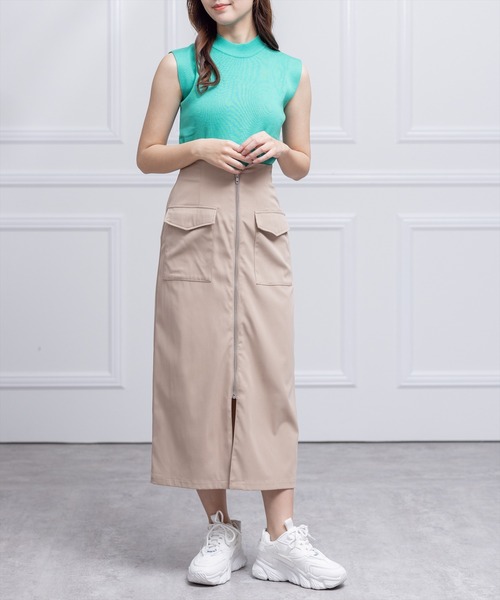 clear（クリア）の「フロントメタルジップポケットデザインスカート（スカート・レディース・カーキ/ブラック/ベージュ・M/S）」の15枚目の写真