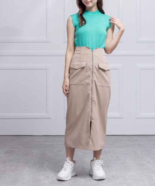 clear（クリア）の「フロントメタルジップポケットデザインスカート（スカート・レディース・カーキ/ブラック/ベージュ・M/S）」の16枚目の写真