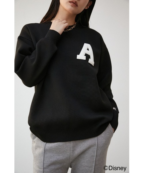 AZUL by moussy（アズールバイマウジー）の「AJUGA.×AZUL LOGO KNIT(MICKEY)/AJUGA.×AZUL ロゴニット(MICKEY)（ニット/セーター・レディース・ブラック/グリーン・M/L/S/M）」の2枚目の写真