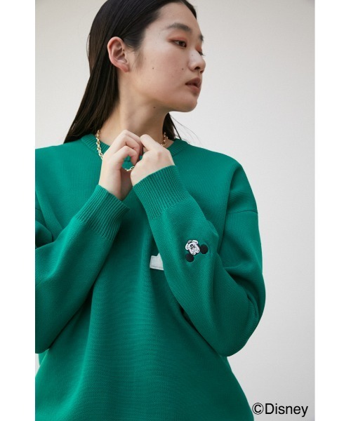 AZUL by moussy（アズールバイマウジー）の「AJUGA.×AZUL LOGO KNIT(MICKEY)/AJUGA.×AZUL ロゴニット(MICKEY)（ニット/セーター・レディース・ブラック/グリーン・M/L/S/M）」の4枚目の写真