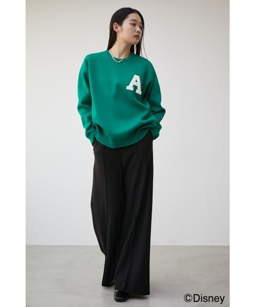 AZUL by moussy（アズールバイマウジー）の「AJUGA.×AZUL LOGO KNIT(MICKEY)/AJUGA.×AZUL ロゴニット(MICKEY)（ニット/セーター・レディース・ブラック/グリーン・M/L/S/M）」の5枚目の写真