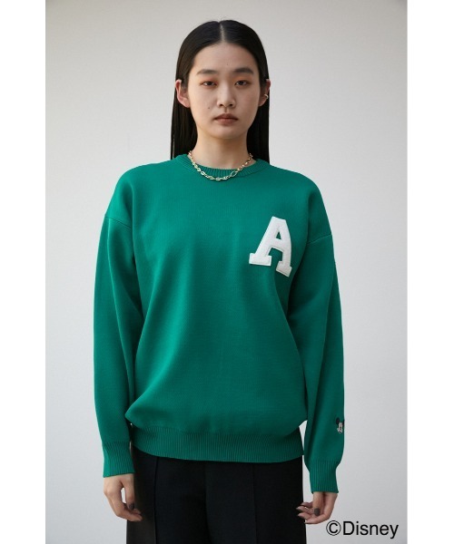 AZUL by moussy（アズールバイマウジー）の「AJUGA.×AZUL LOGO KNIT(MICKEY)/AJUGA.×AZUL ロゴニット(MICKEY)（ニット/セーター・レディース・ブラック/グリーン・M/L/S/M）」の6枚目の写真