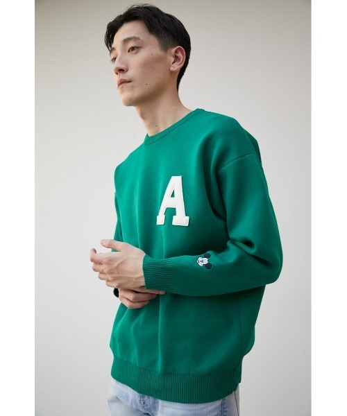 AZUL by moussy（アズールバイマウジー）の「AJUGA.×AZUL LOGO KNIT(MICKEY)/AJUGA.×AZUL ロゴニット(MICKEY)（ニット/セーター・レディース・ブラック/グリーン・M/L/S/M）」の12枚目の写真