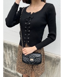 レースアップピチトップス