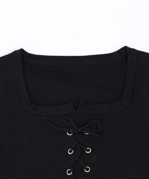 PHILLY(フィリー)の「レースアップピチトップス(ニット/セーター・レディース・ブラック/グレー/ホワイト・FREE)」の17枚目の写真