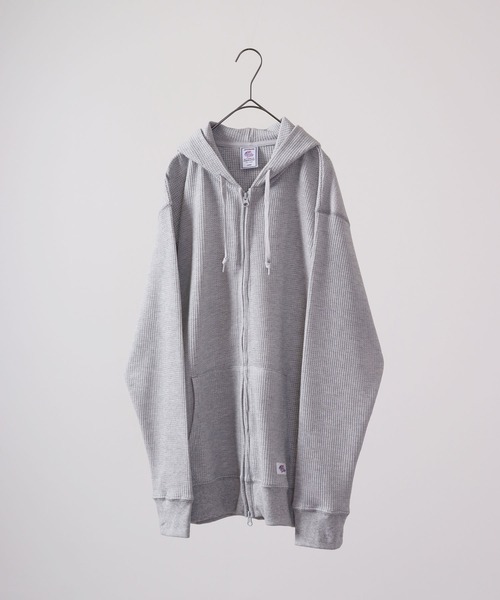 JEMORGAN（ジェーイーモーガン）の「JEMORGAN ワッフルＷジップパーカー（パーカー・メンズ・ブラック/カーキ/サックスブルー/杢グレー/ナチュラル/サーモンピンク/ネイビー/モカ・M/XL/S/L）」の3枚目の写真