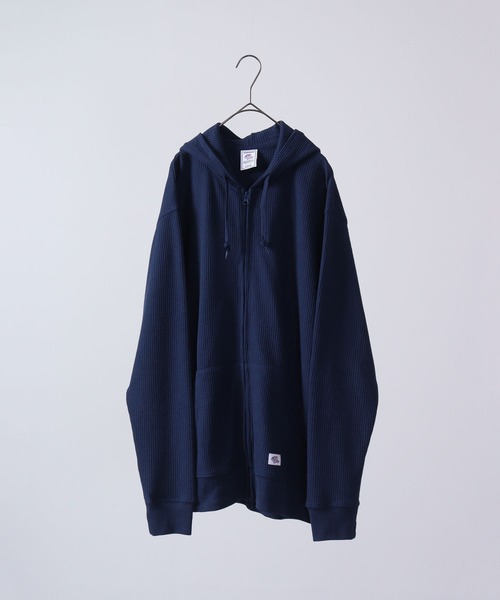 JEMORGAN（ジェーイーモーガン）の「JEMORGAN ワッフルＷジップパーカー（パーカー・メンズ・ブラック/カーキ/サックスブルー/杢グレー/ナチュラル/サーモンピンク/ネイビー/モカ・M/XL/S/L）」の6枚目の写真