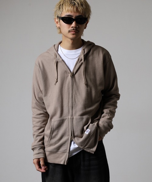 JEMORGAN（ジェーイーモーガン）の「JEMORGAN ワッフルＷジップパーカー（パーカー・メンズ・ブラック/カーキ/サックスブルー/杢グレー/ナチュラル/サーモンピンク/ネイビー/モカ・M/XL/S/L）」の16枚目の写真