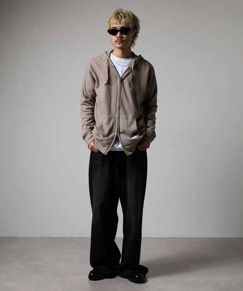 JEMORGAN（ジェーイーモーガン）の「JEMORGAN ワッフルＷジップパーカー（パーカー・メンズ・ブラック/カーキ/サックスブルー/杢グレー/ナチュラル/サーモンピンク/ネイビー/モカ・M/XL/S/L）」の13枚目の写真