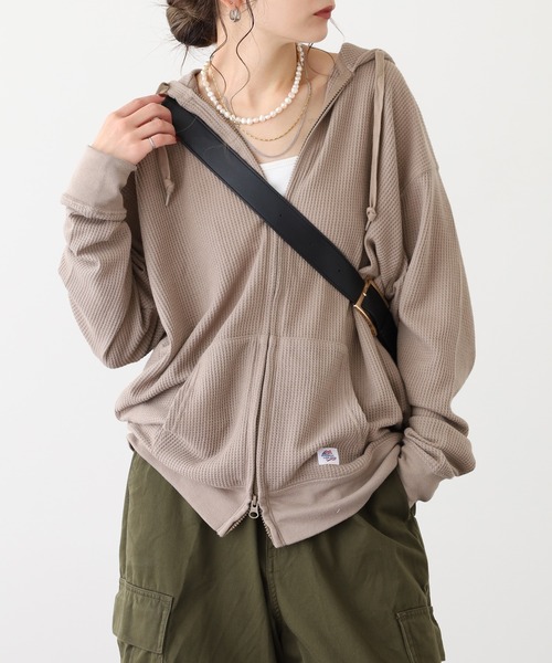 JEMORGAN（ジェーイーモーガン）の「JEMORGAN ワッフルＷジップパーカー（パーカー・メンズ・ブラック/カーキ/サックスブルー/杢グレー/ナチュラル/サーモンピンク/ネイビー/モカ・M/XL/S/L）」の11枚目の写真