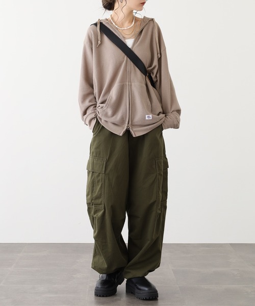 JEMORGAN（ジェーイーモーガン）の「JEMORGAN ワッフルＷジップパーカー（パーカー・メンズ・ブラック/カーキ/サックスブルー/杢グレー/ナチュラル/サーモンピンク/ネイビー/モカ・M/XL/S/L）」の10枚目の写真