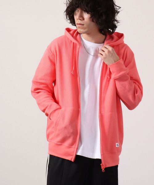 JEMORGAN（ジェーイーモーガン）の「JEMORGAN ワッフルＷジップパーカー（パーカー・メンズ・ブラック/カーキ/サックスブルー/杢グレー/ナチュラル/サーモンピンク/ネイビー/モカ・M/XL/S/L）」の19枚目の写真