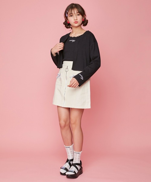 JENNI love(ジェニィラブ)の「リブカーデ&タンクトップセット(カーディガン/ボレロ・キッズ・サックスブルー/ブラック/アイボリー・130cm/140cm/150cm/160cm)」の6枚目の写真