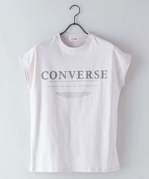 CONVERSE(コンバース)の「【CONVERSE/コンバース】なこなこカップル コラボ スリットフレンチスリーブTシャツ(Tシャツ/カットソー・レディース・グレー/ホワイト/ブラック・MEDIUM/LARGE)」の2枚目の写真