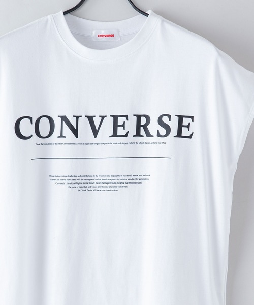 CONVERSE(コンバース)の「【CONVERSE/コンバース】なこなこカップル コラボ スリットフレンチスリーブTシャツ(Tシャツ/カットソー・レディース・グレー/ホワイト/ブラック・MEDIUM/LARGE)」の4枚目の写真