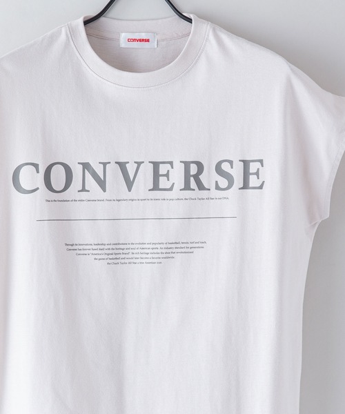 CONVERSE(コンバース)の「【CONVERSE/コンバース】なこなこカップル コラボ スリットフレンチスリーブTシャツ(Tシャツ/カットソー・レディース・グレー/ホワイト/ブラック・MEDIUM/LARGE)」の6枚目の写真
