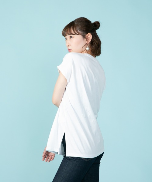 CONVERSE(コンバース)の「【CONVERSE/コンバース】なこなこカップル コラボ スリットフレンチスリーブTシャツ(Tシャツ/カットソー・レディース・グレー/ホワイト/ブラック・MEDIUM/LARGE)」の15枚目の写真