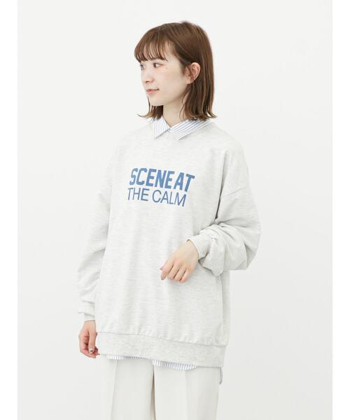 Samansa Mos2 blue（サマンサモスモスブルー）の「ミニ裏毛ロゴプルオーバー（Tシャツ/カットソー・レディース・トップグレー/キナリ/ネイビー・ﾌﾘ-）」の4枚目の写真