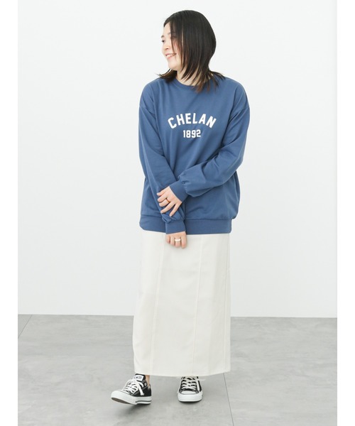 Samansa Mos2 blue（サマンサモスモスブルー）の「ミニ裏毛ロゴプルオーバー（Tシャツ/カットソー・レディース・トップグレー/キナリ/ネイビー・ﾌﾘ-）」の10枚目の写真