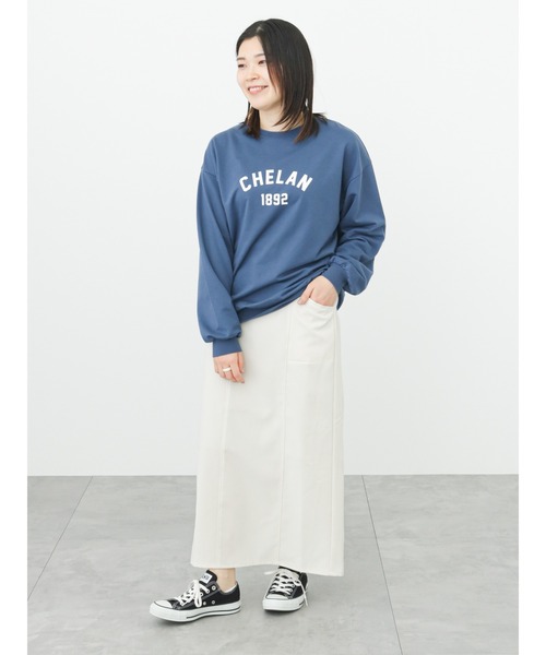 Samansa Mos2 blue（サマンサモスモスブルー）の「ミニ裏毛ロゴプルオーバー（Tシャツ/カットソー・レディース・トップグレー/キナリ/ネイビー・ﾌﾘ-）」の11枚目の写真