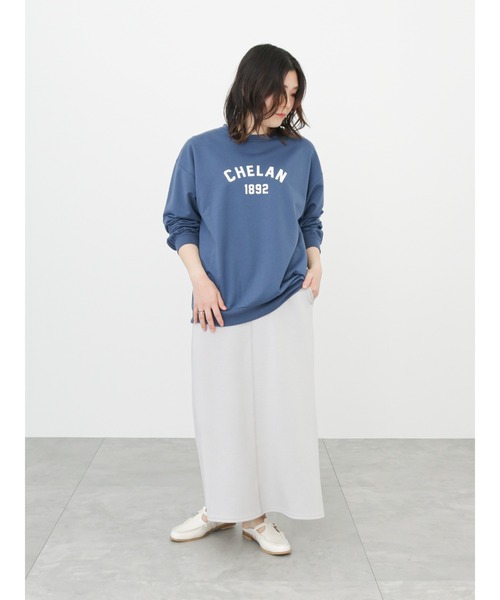 Samansa Mos2 blue（サマンサモスモスブルー）の「ミニ裏毛ロゴプルオーバー（Tシャツ/カットソー・レディース・トップグレー/キナリ/ネイビー・ﾌﾘ-）」の14枚目の写真