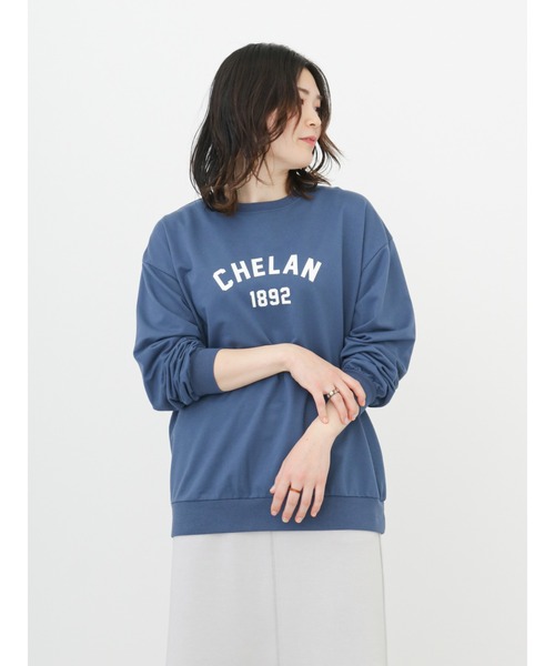 Samansa Mos2 blue（サマンサモスモスブルー）の「ミニ裏毛ロゴプルオーバー（Tシャツ/カットソー・レディース・トップグレー/キナリ/ネイビー・ﾌﾘ-）」の15枚目の写真