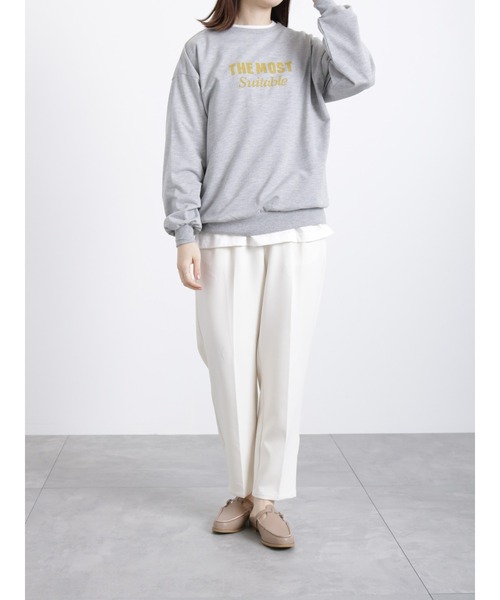 Samansa Mos2 blue（サマンサモスモスブルー）の「ミニ裏毛ロゴプルオーバー（Tシャツ/カットソー・レディース・トップグレー/キナリ/ネイビー・ﾌﾘ-）」の16枚目の写真