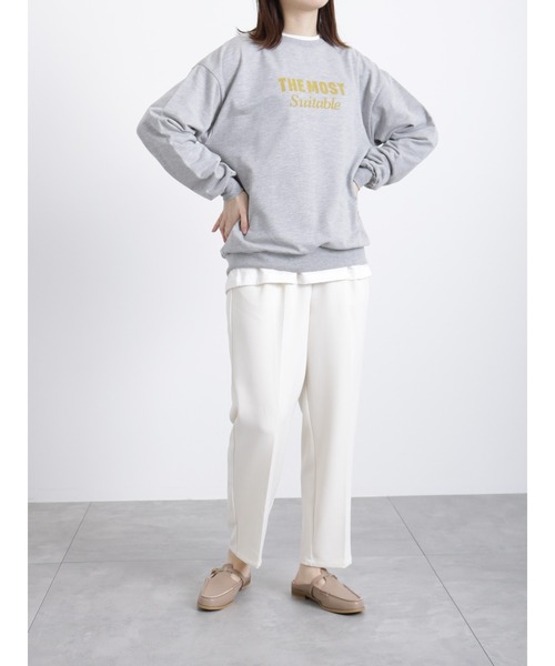 Samansa Mos2 blue（サマンサモスモスブルー）の「ミニ裏毛ロゴプルオーバー（Tシャツ/カットソー・レディース・トップグレー/キナリ/ネイビー・ﾌﾘ-）」の18枚目の写真