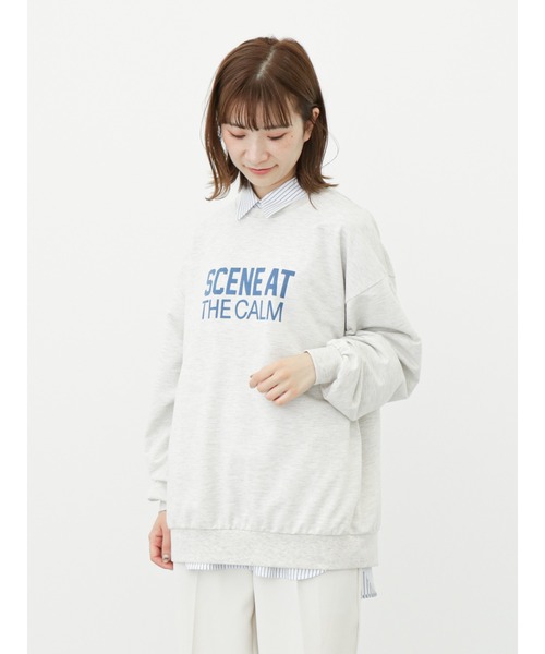 Samansa Mos2 blue（サマンサモスモスブルー）の「ミニ裏毛ロゴプルオーバー（Tシャツ/カットソー・レディース・トップグレー/キナリ/ネイビー・ﾌﾘ-）」の6枚目の写真