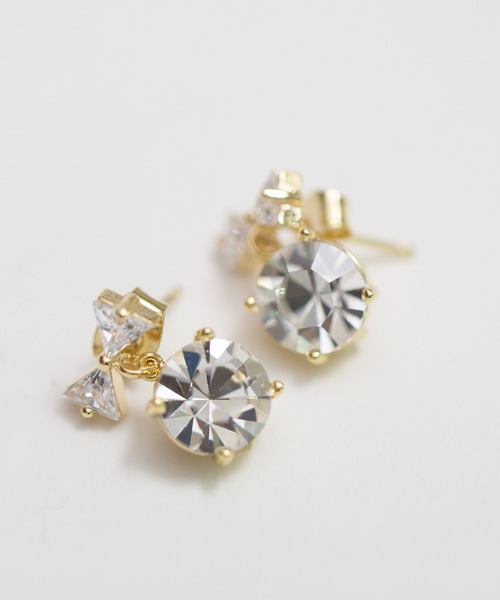 LINFA (リンファ)の「【LINFA】ゆらゆらビジューリボンピアス(ピアス(両耳用)・レディース・シルバー/ベージュ/ブラック/ブルー/レッド/グリーン/イエロー/ホワイト/ピンク・FREE)」の20枚目の写真