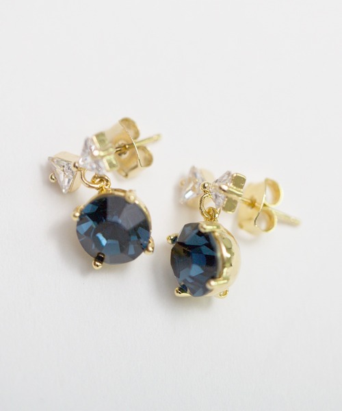 LINFA (リンファ)の「【LINFA】ゆらゆらビジューリボンピアス(ピアス(両耳用)・レディース・シルバー/ベージュ/ブラック/ブルー/レッド/グリーン/イエロー/ホワイト/ピンク・FREE)」の12枚目の写真