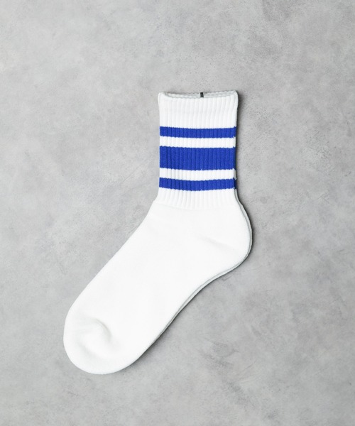 ARCHIVER(アーカイバ)の「【W】【it】【FE4】THREE LINE PILE SOCKS 日本製 スリーラインパイルソックス(ソックス/靴下・メンズ・ホワイト×レッド/ホワイト×グリーン/ホワイト×ブルー/ホワイト×ブラック/オレンジ系・MENS)」の3枚目の写真