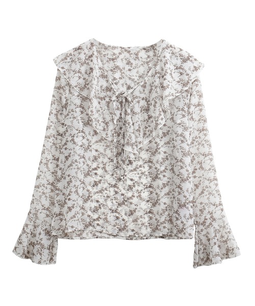 Felt-Maglietta(フェルトマリエッタ)の「小花柄フリルシアーブラウス(シャツ/ブラウス・レディース・ホワイト/ブラック/グリーン/ワインレッド・FREE)」の17枚目の写真