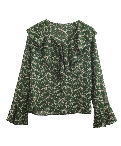 Felt-Maglietta(フェルトマリエッタ)の「小花柄フリルシアーブラウス(シャツ/ブラウス・レディース・ホワイト/ブラック/グリーン/ワインレッド・FREE)」の13枚目の写真