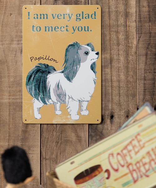 アンティーク調 犬デザイン 壁掛けレトロサイン ブリキ看板（ポスター