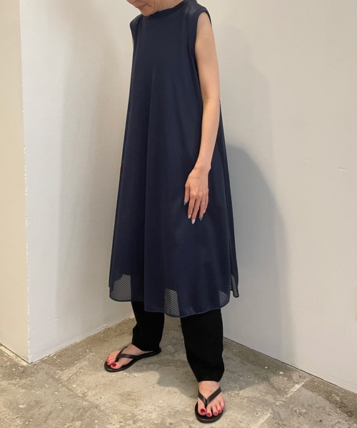 GYMPHLEX(ジムフレックス)の「Gymphlex | ノースリーブメッシュワンピース WOMEN(ワンピース・レディース・ブラック/ネイビー/オリーブ・12)」の3枚目の写真
