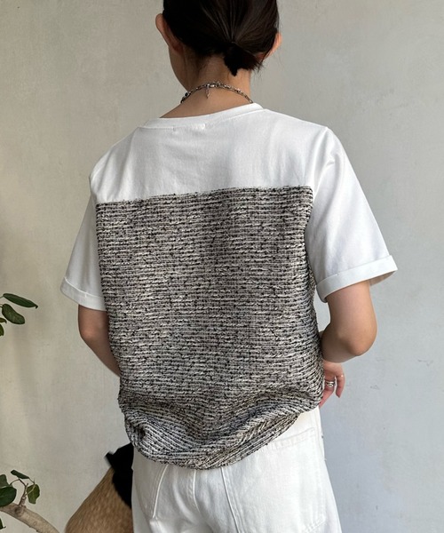 DouDou(ドゥドゥ)の「【WEB限定】ツイードビスチェ風TEE(Tシャツ/カットソー・レディース・ブラック/オフホワイト・FREE)」の22枚目の写真